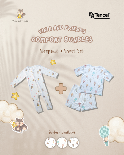Bundle Short Set and Sleepsuit Raccoon Series