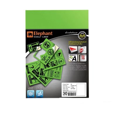 Elephant สติ๊กเกอร์ แล็บสติ๊กเกอร์ สีสะท้อนแสง A4 จำนวน 30 แผ่น