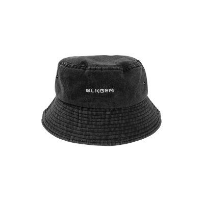 "BLKGEM" white logo Bucket cap - denim blk