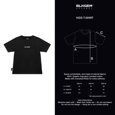 "BLKGEM" MINI WHITE LOGO  KIDS TEE - BLK