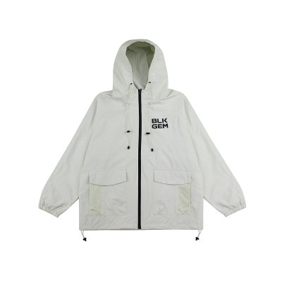 BLKGEM LIGHTWEIGHT HOODED WINDBREAKER - WHT
