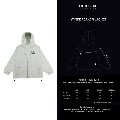 BLKGEM LIGHTWEIGHT HOODED WINDBREAKER - WHT