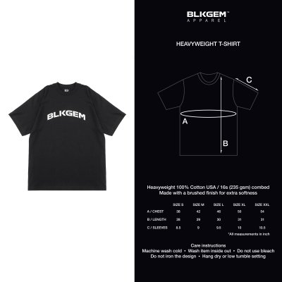 "BLKGEM" CURVY WHITE LOGO  TEE - BLK