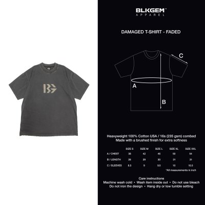 "BG" LOGO DAMAGED  TEE - FADED