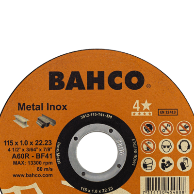BAHCO รุ่น 3911-1151T41-IM ใบเลื่อยตัดเหล็ก 4 นิ้ว CUT-DISC 115X1.0 A60R IN ME