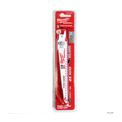 Milwaukee รุ่น 48-00-5035 ใบเลื่อยซอว์ซอลตัดไม้ 6" Thin Kerf  5 TPI (5 ใบ)