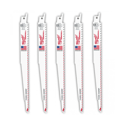 Milwaukee รุ่น 48-00-5036 ใบเลื่อยซอว์ซอลตัดไม้ 9" Thin Kerf  5 TPI (5 ใบ)
