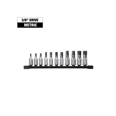 Milwaukee รุ่น 48-22-9543 ชุดลูกบล็อกเดือยโผล่หกเหลี่ยม  3/8"  11 ชิ้น - เมตริกซ์