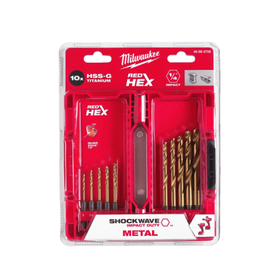 Milwaukee รุ่น 48-89-4859 ชุดดอกเจาะเหล็กไทเทเนี่ยม Red Hex HSS-G Titanium (10 ดอก)