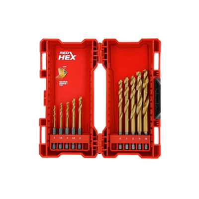 Milwaukee รุ่น 48-89-4859 ชุดดอกเจาะเหล็กไทเทเนี่ยม Red Hex HSS-G Titanium (10 ดอก)