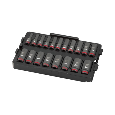 Milwaukee รุ่น 49-66-6816 ชุดลูกบล็อกกระแทก 3/8" (19 ชิ้น) พร้อมถาดรอง