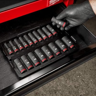 Milwaukee รุ่น 49-66-6816 ชุดลูกบล็อกกระแทก 3/8" (19 ชิ้น) พร้อมถาดรอง