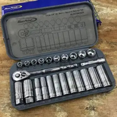 Blue-Point รุ่น BLPATSM3824 ชุดเครื่องมือบ็อกซ์ ขนาด 3/8 นิ้ว จำนวน 24 ชิ้น (24pc 3/8" Drive Socket Wrench Set)