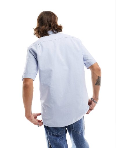 Fred Perry oxford short sleeve shirt in sky blue