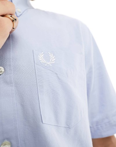 Fred Perry oxford short sleeve shirt in sky blue