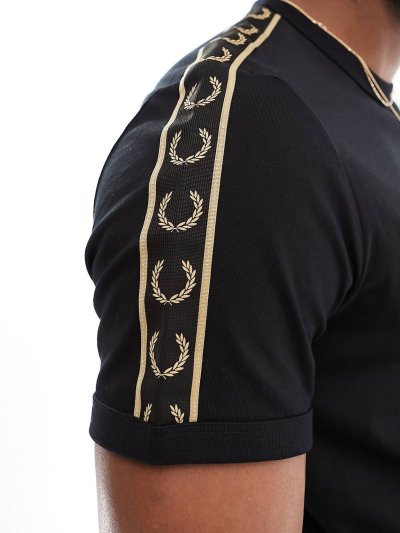 Fred Perry contrast taped ringer t-shirt in black