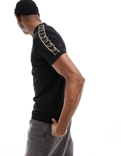 Fred Perry contrast taped ringer t-shirt in black