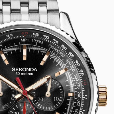 Sekonda Maverick Men's Watch | Silver Case & Stainless Steel Bracelet with Black Dial | 30038