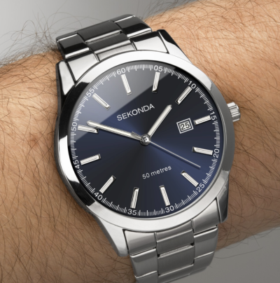 Sekonda Taylor Men's Watch | Silver Case & Stainless Steel Bracelet with Blue Dial | 1943