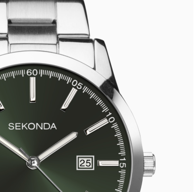 Sekonda Taylor Men's Watch | Silver Case & Stainless Steel Bracelet with Green Dial | 1946