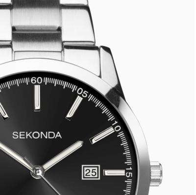 Sekonda Taylor Men's Watch | Silver Case & Stainless Steel Bracelet with Black Dial | 1944