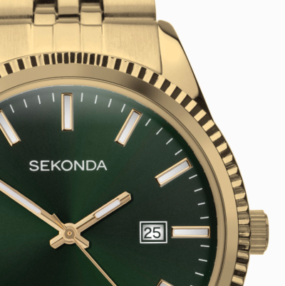Sekonda King Men’s Watch | Gold Alloy Case & Stainless Steel Bracelet with Green Dial | 30157