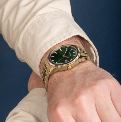 Sekonda King Men’s Watch | Gold Alloy Case & Stainless Steel Bracelet with Green Dial | 30157