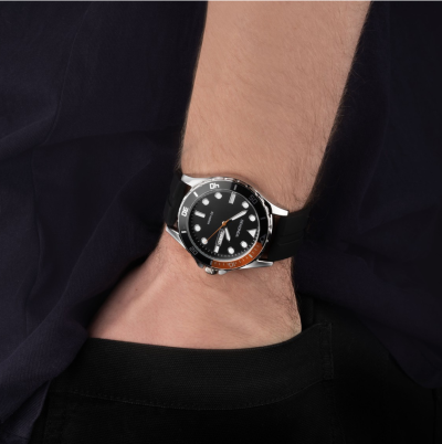 Sekonda Balearic Men's Watch | Silver Alloy Case & Black Rubber Strap with Black Dial | 30118
