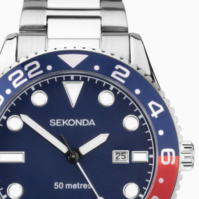Sekonda Ocean Men’s Watch | Silver Alloy Case & Stainless Steel Bracelet with Blue Dial | 30196