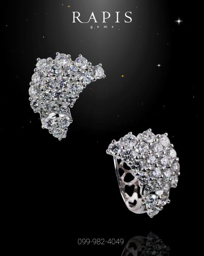 ต่างหูเพชรแท้ ทองคำขาว ดีไซน์เรียบหรู ใส่ได้ทุกวัน White Gold Diamond Earrings