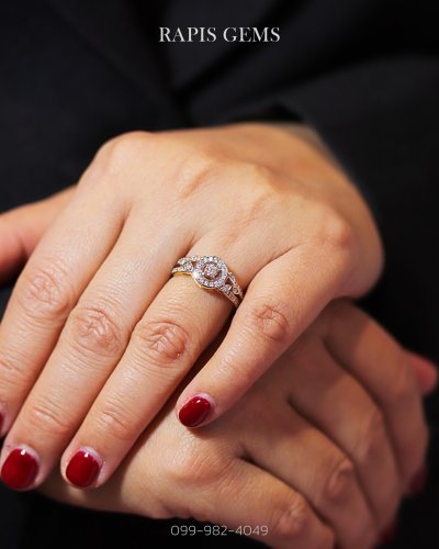 แหวนทองคำแท้ ฝังเพชรแท้ ดีไซน์เรียบหรู สวยดูแพง Gold Diamond Ring