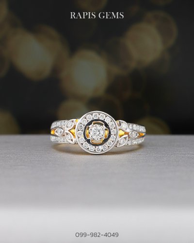 แหวนทองคำแท้ ฝังเพชรแท้ ดีไซน์เรียบหรู สวยดูแพง Gold Diamond Ring