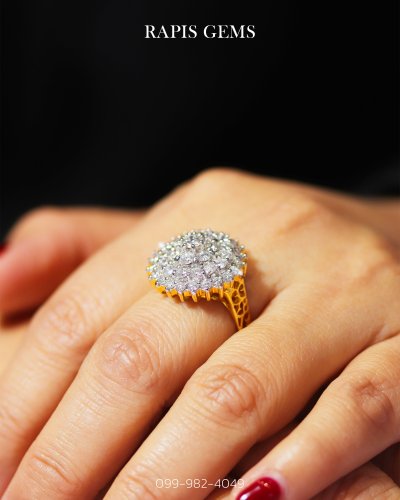 แหวนทองคำแท้ เพชรแท้เปล่งประกาย สวยหรูมีระดับ Gold Diamond Ring