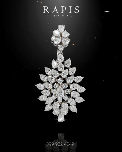 ต่างหูเพชรแท้ ทองขาว งานพรีเมียม หรูหราเหนือระดับ White Gold Diamond Earrings