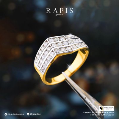 แหวนทองประดับเพชร ดีไซน์เรียบง่าย ใส่ได้ทุกวัน Gold Diamond Ring