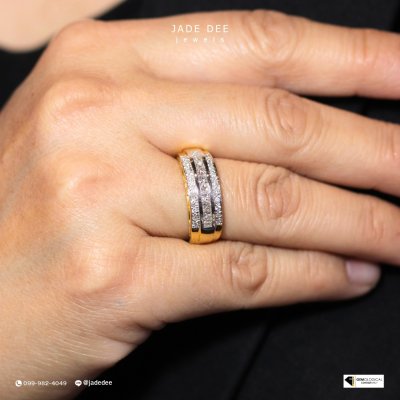 แหวนเพชรทองแท้ ดีไซน์คลาสสิก สวยหรูเหนือกาลเวลา Gold Diamond Ring