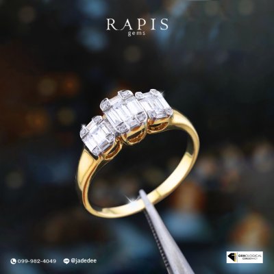 แหวนทองแท้ เพชรแท้ระยิบระยับ เรียบหรู Gold Diamond Ring