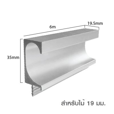 มือจับอลูมิเนียม มือจับโปรไฟล์ Handle Aluminium Profile สำหรับไม้หนา 16/19 มม.