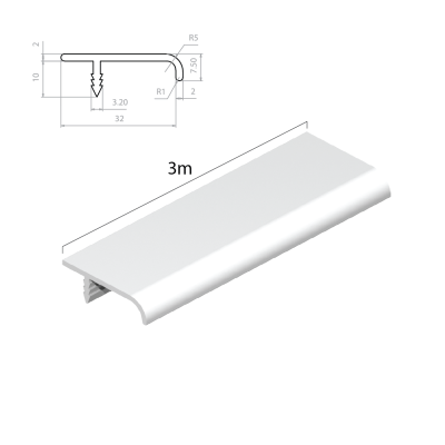 มือจับอลูมิเนียมโปรไฟล์ฝังในตู้ ความยาว 3 เมตร รุ่น H-03-3 (Aluminium Profile Handle)