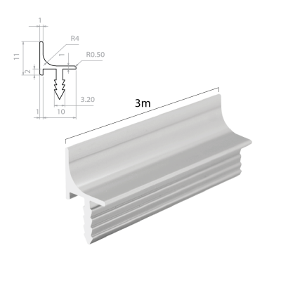 มือจับอลูมิเนียมโปรไฟล์ฝังในตู้ ความยาว 3 เมตร รุ่น H-03-3 (Aluminium Profile Handle)