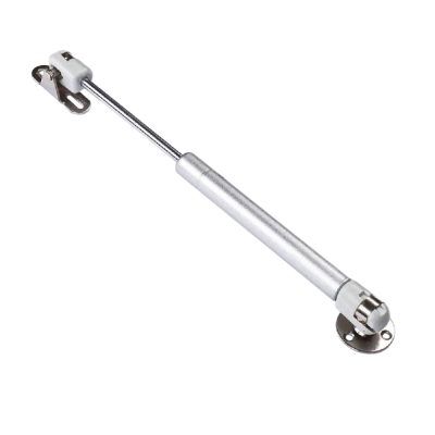 บานพับโช๊คอัพแก๊ส Gas Spring สำหรับบานตู้ บานเปิดขึ้น นิคเกิล แข็งแรง ทนทาน รองรับน้ำหนัก 5-10 กก. (80N/100N/120N)