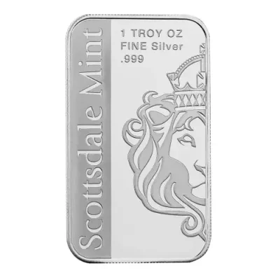 Scottsdale Mint "Liberty and Justice Bald Eagle" Colorized Silver Bar 1oz