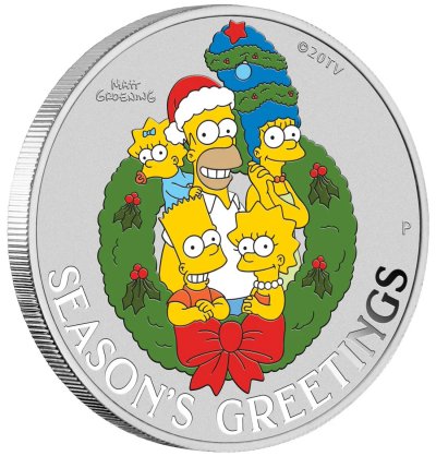 2022 Silver SIMPSONS Season's Greetings Proof Coin 1oz (in Card) - Limited 2.500 pcs