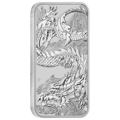 2023 Perth Mint Silver Dragon Bullion Bar 1 oz (in Capsule)