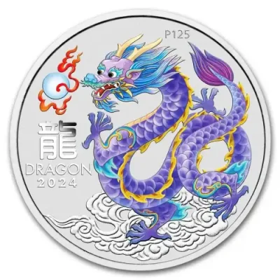 2024 Australia Perth Mint Lunar Series III - Year of the Dragon - Lilac Dragon 1oz