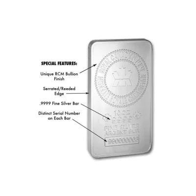 10 oz Royal Canadian Mint Silver Bar (in Capsule)