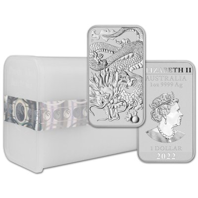 2022 Perth Mint Silver Dragon Bullion Bar 1 oz (in Capsule)