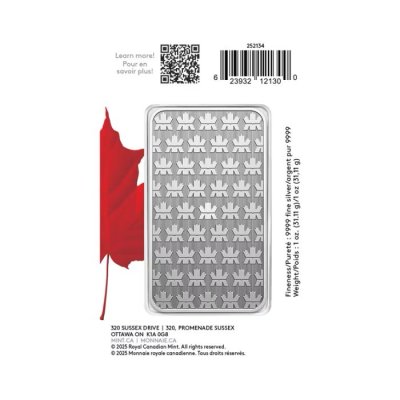 2025 Royal Canadian Mint 1oz Silver Bar – Proudly Canadian (Card)