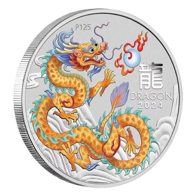 2024 Australia Lunar Series III Golden DRAGON Silver Coloured Coin 1 oz (In Capsule) 2024 Australia Lunar Series III Golden DRAGON Silver Coloured Coin 1 oz (In Capsule)