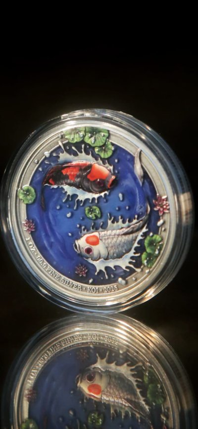 2025 Yinyang Koi Antique enamel with stone Bullion Tree Indonesia 1 oz